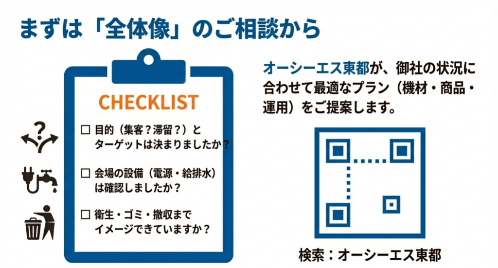 オーシーエス東都へ相談する前に確認しておきたい、目的・ターゲット・会場設備のチェックリスト