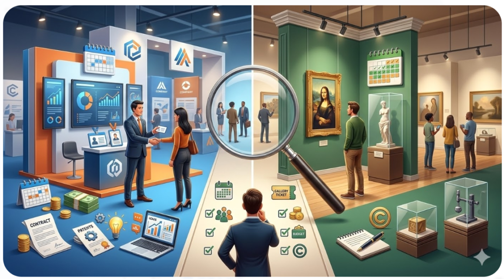 「展示会と展覧会の違いを判断」のイメージ画像