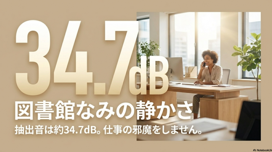 抽出音約34.7dBの図書館なみの静けさ