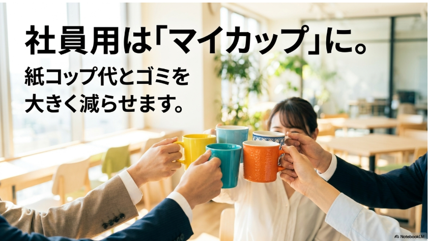 社員がマイカップを利用して紙カップ代とごみを減らす方法
